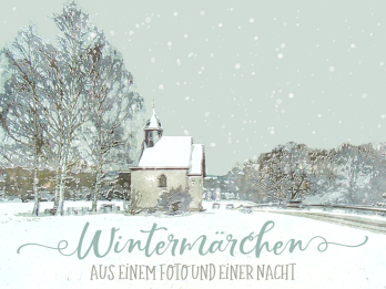 Ein Foto der Wendelinuskapelle in Niederhadamar im Winter wurde zu einem verträumten Grußkartenmotiv