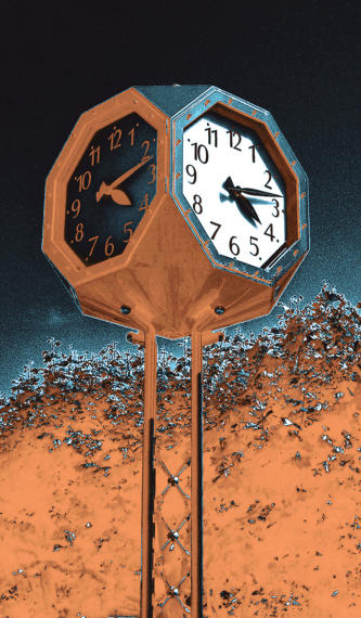 Poster der abstrakten Straßenuhr mit einem Zitat von Einstein