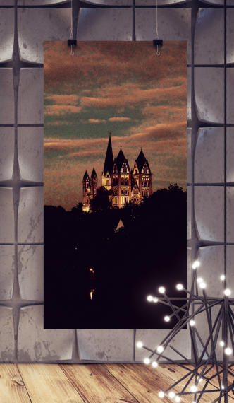 Foto der Limburger Doms bei Nacht künstlerisch bearbeitet
