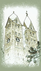 Die St.-Lubentius-Kirche in Dietkirchen als Zeichnung