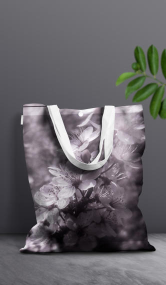 Shoppingtasche mit Kirschblütenzweig